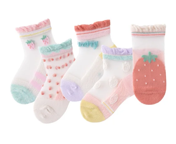 

Unisex Cute Animal Pattern Summer Baby Socks Soft Thick Organic Cotton Infant Toddler Grow Warm Crew Socks 5 Pairs Pack
