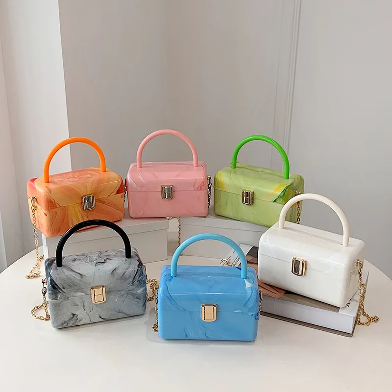 

latest solid acrylic square box tote handbags small women handbags unique purses