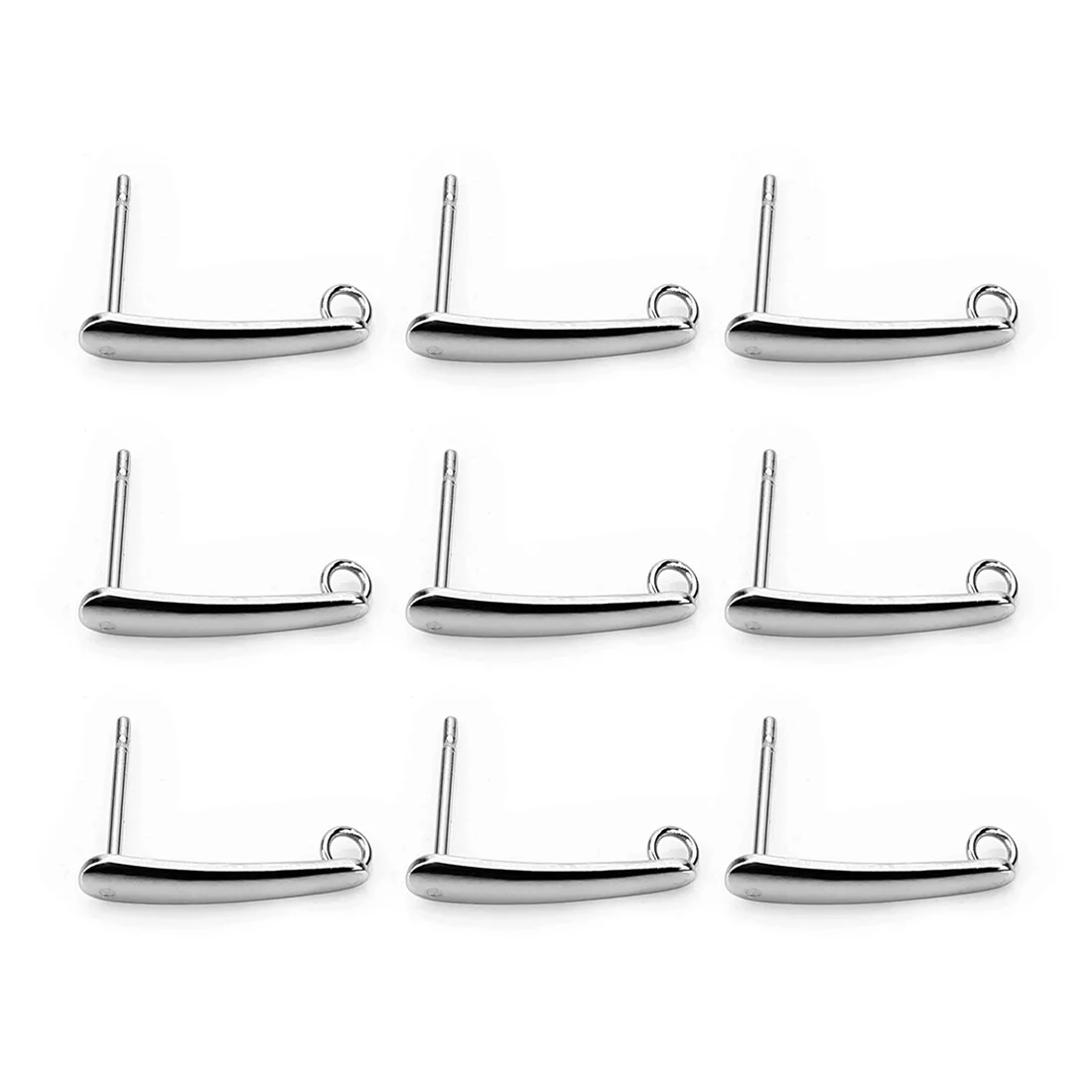 

316 Stainless Steel Earring Hooks Bar Tube Stud Earrings Ear Wires Connector DIY Jewelry Making Findings, Silver