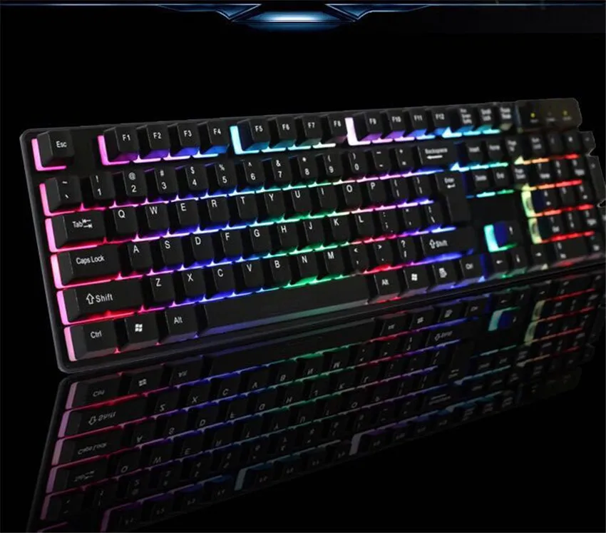 Mechanical 104-key gaming keyboard non-slip colorful professional PC USB wired desktop rainbow waterproof backlight backlight