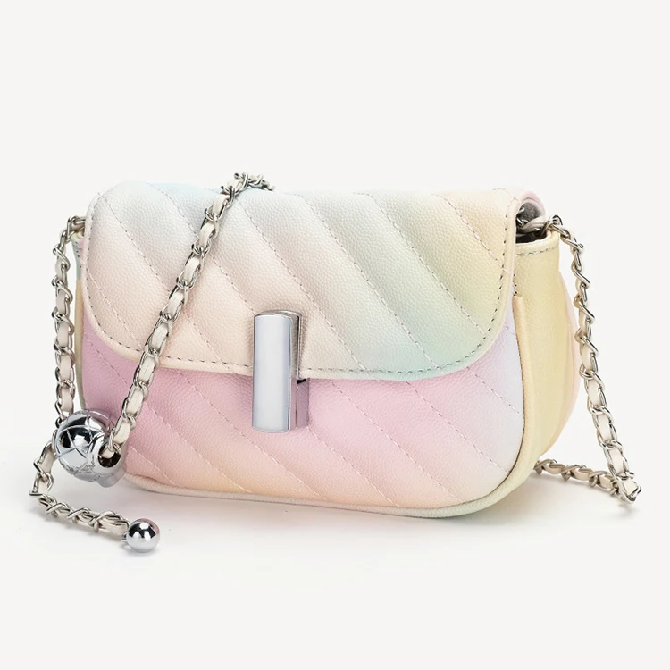 

EM660 Wholesale 2021 High Quality Fashion Luxury Ladies sling crossbody bag women colorful rainbow purse handbag