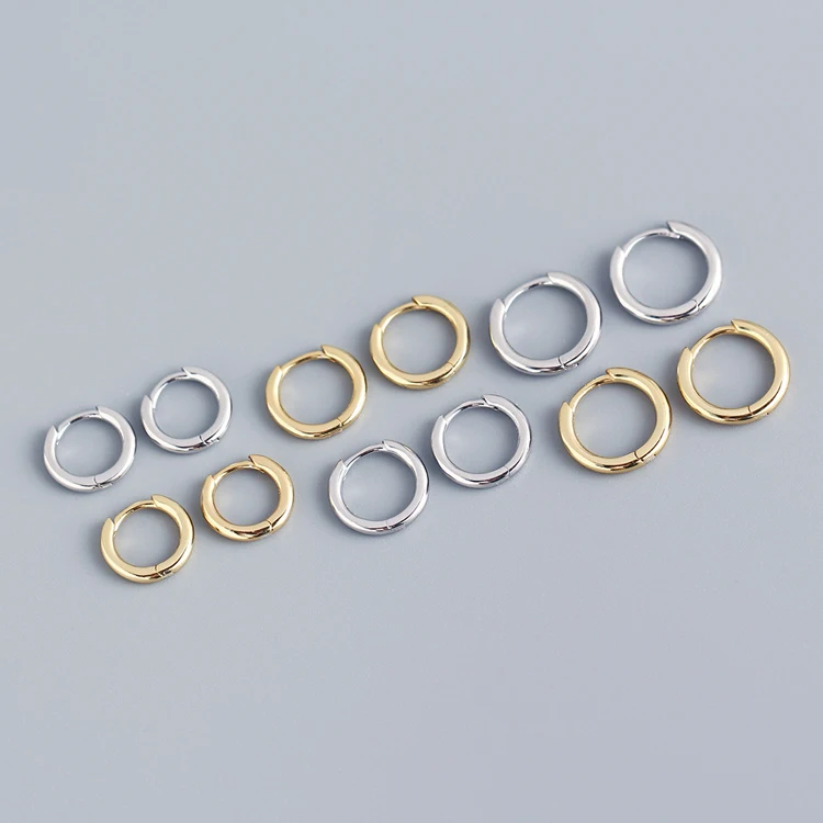 

Simple different size gold plated 925 sterling silver hoop earrings