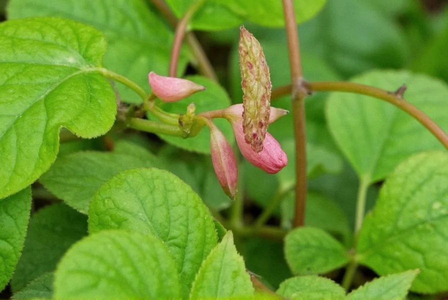 Wild ginger plant showing heart-shaped leaves and maroon flowers in Norwell Massachusetts woodland