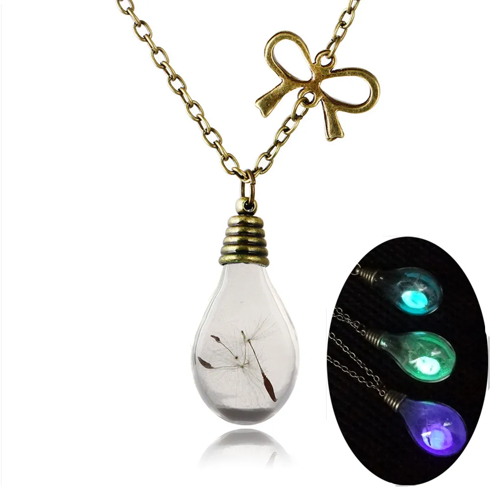 Caliente Nueva Bombilla De Luz Brillante Collar De Diente De León Gema Encanto Plateado Plata De La Joyería De La Mujer De Halloween De Piedra Luminosa Ne Buy Luminoso De Diente