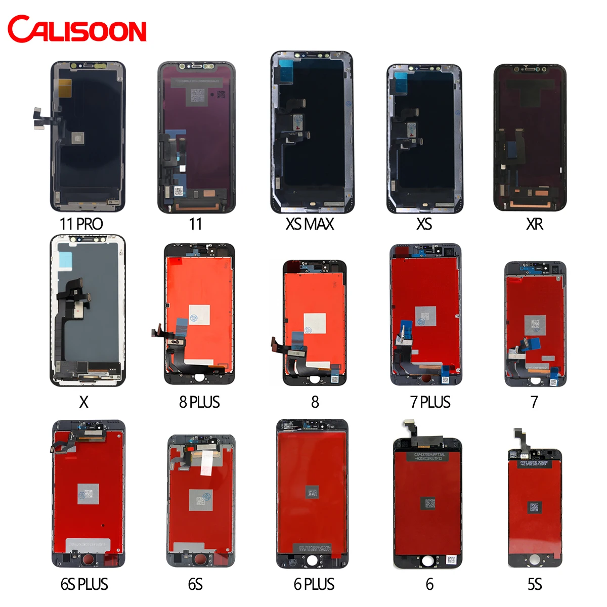 

Calisoon Factory price Mobile Phone LCD for IPhone 5s 6 6s 7 8 plus x xr xs 11 pro max 12 touch screen display digitizer, Black white