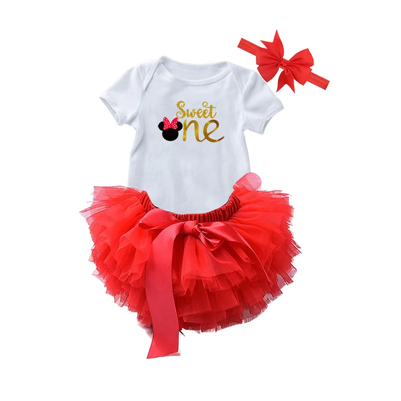 

High Quality Red Minnie 1st Birthday Tutu Set Little Girl Summer Outfits DGRT-185
