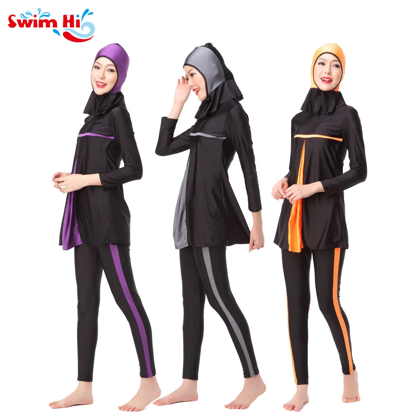 

Long Burkini Muslim Swimwear Women Modest Islamic Thin Sports Wear Beach Wear With Zipper For Women Ladies