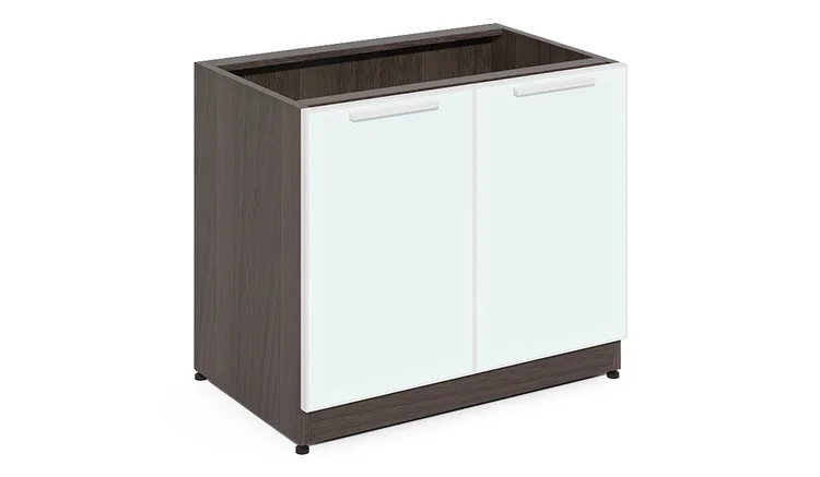 White glass 2 Door wooden mobile storage cabinet for office