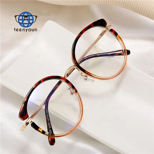 

Teenyoun Eyewear Anti Blue Light Glasses Frames Optical River Eyeglasses Metal Legs Round Tr90 Frame Eyeglass