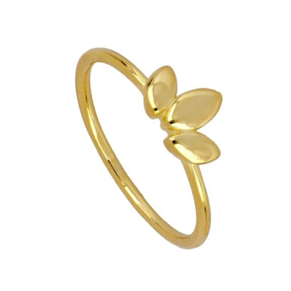 

925 Sterling Silver 18k Gold Plated Leaf Ring For Woman Engagement Ring