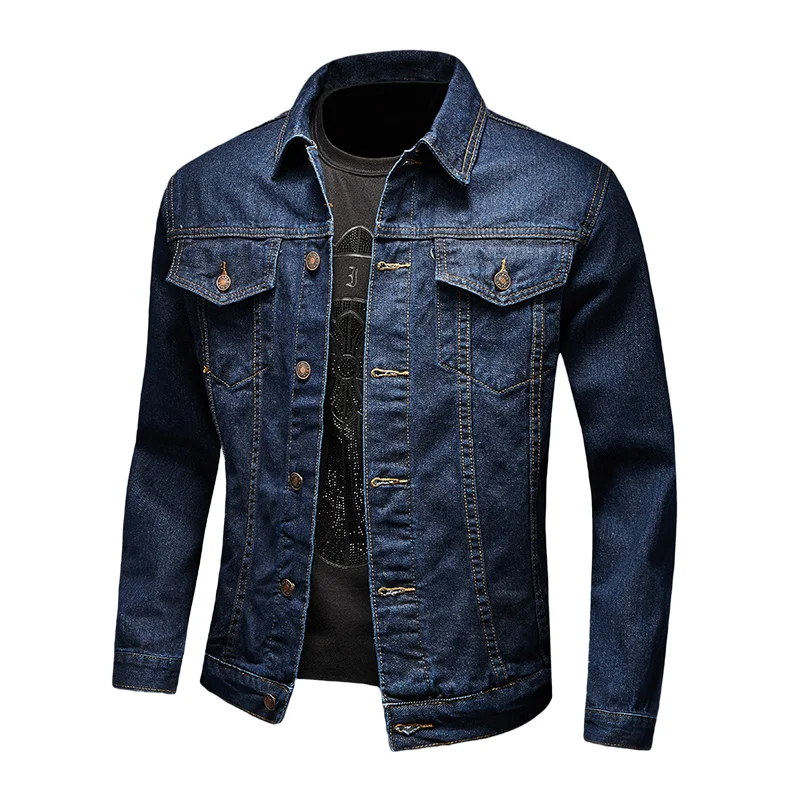 

2021 Fall Washed Frayed Denim Coat Long Sleeve Custom Big Denim Jacket Men Cotton Jean Jacket Men's Jackets & Coats