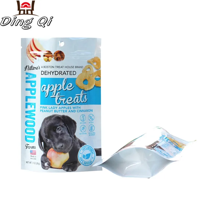 Custom printed resealable zipper dog food packaging bag with window wholesale