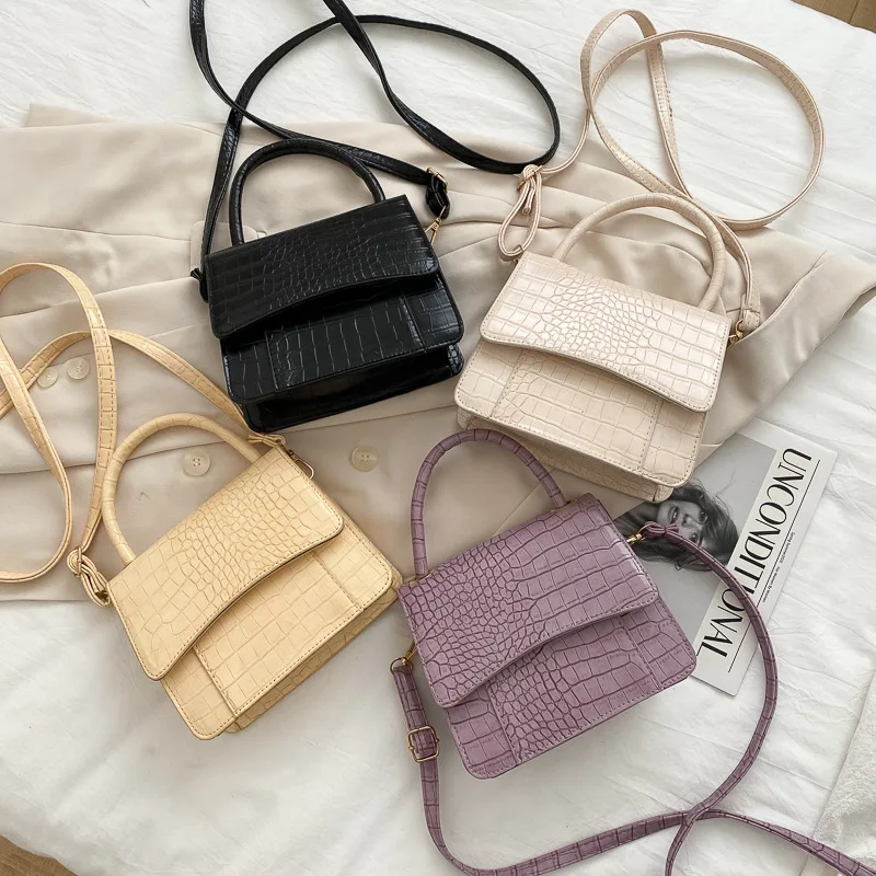 

New fashionable crossbody small square crocodile pattern single shoulder bag for women, 4 colors