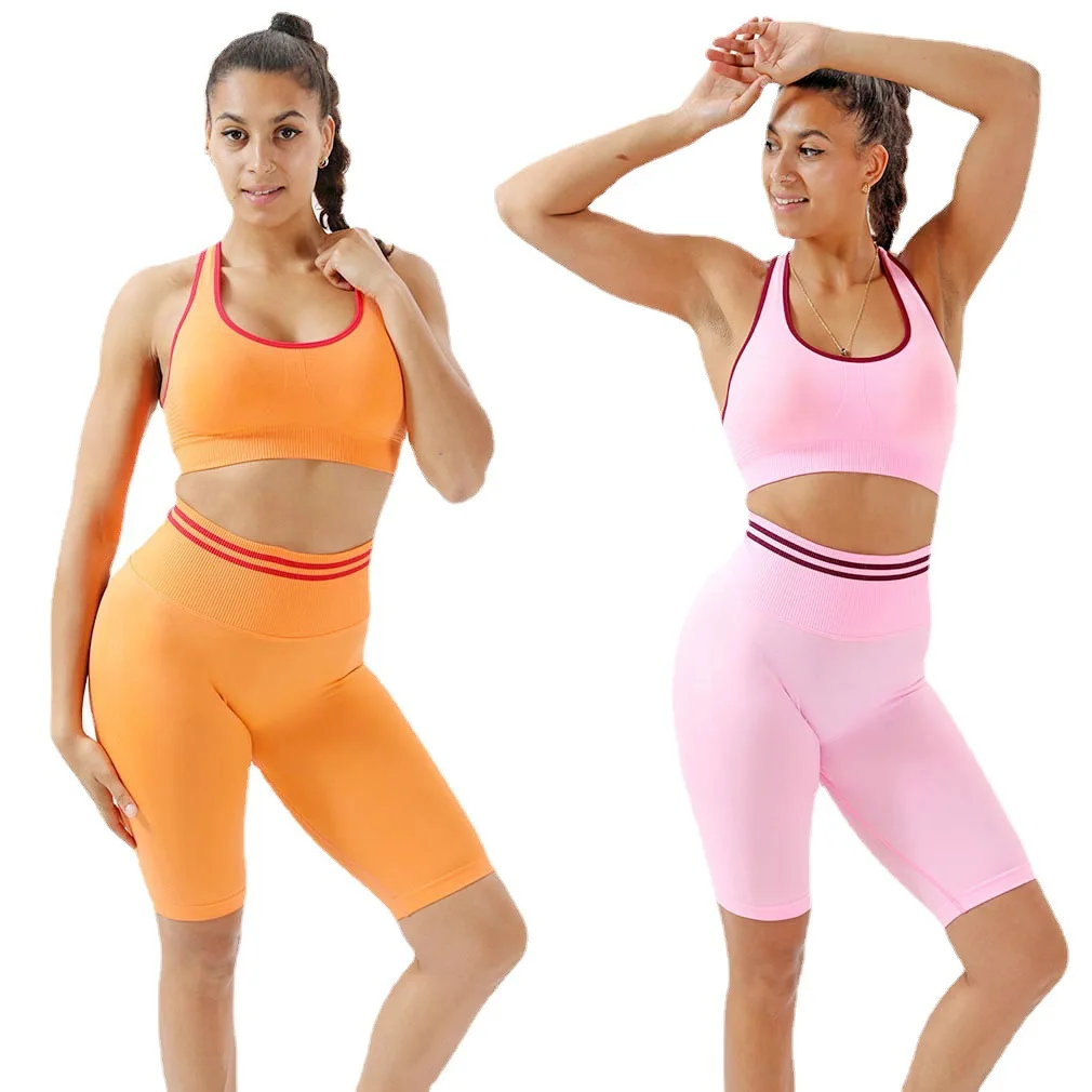 

3PCS Seamless Activewear Wear Yoga Sets 2021 Sports Bra+Yoga Leggings+Scrunch Butt Gym Shorts Fitness Set Women, As shown
