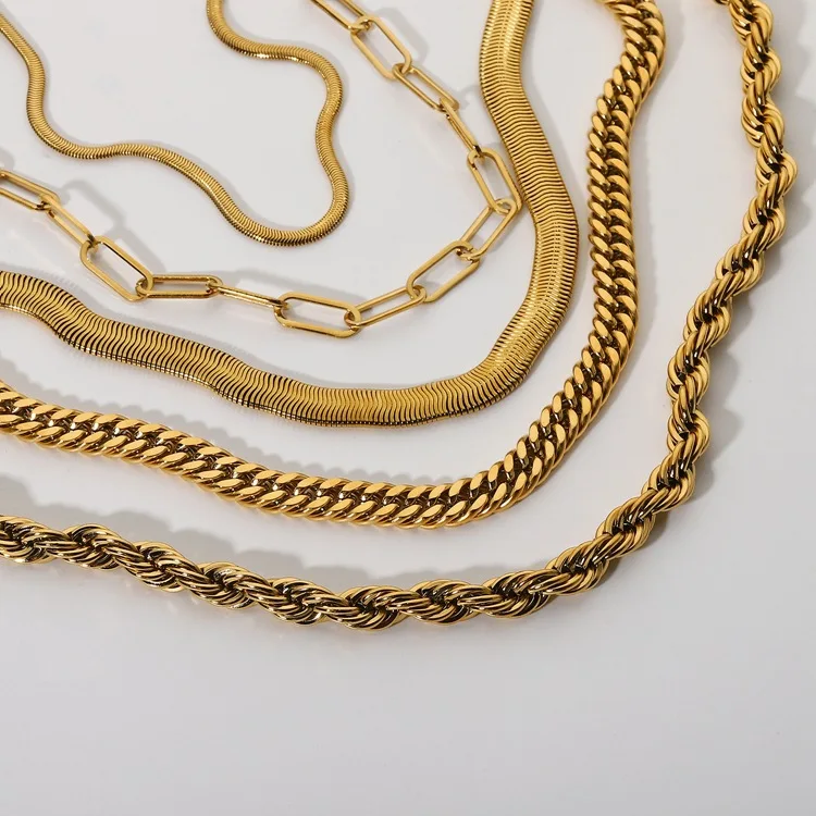 

18K PVD gold plated thick boys necklace chain stainless steel snake chain women men hip hop cuban chain statement gold necklace