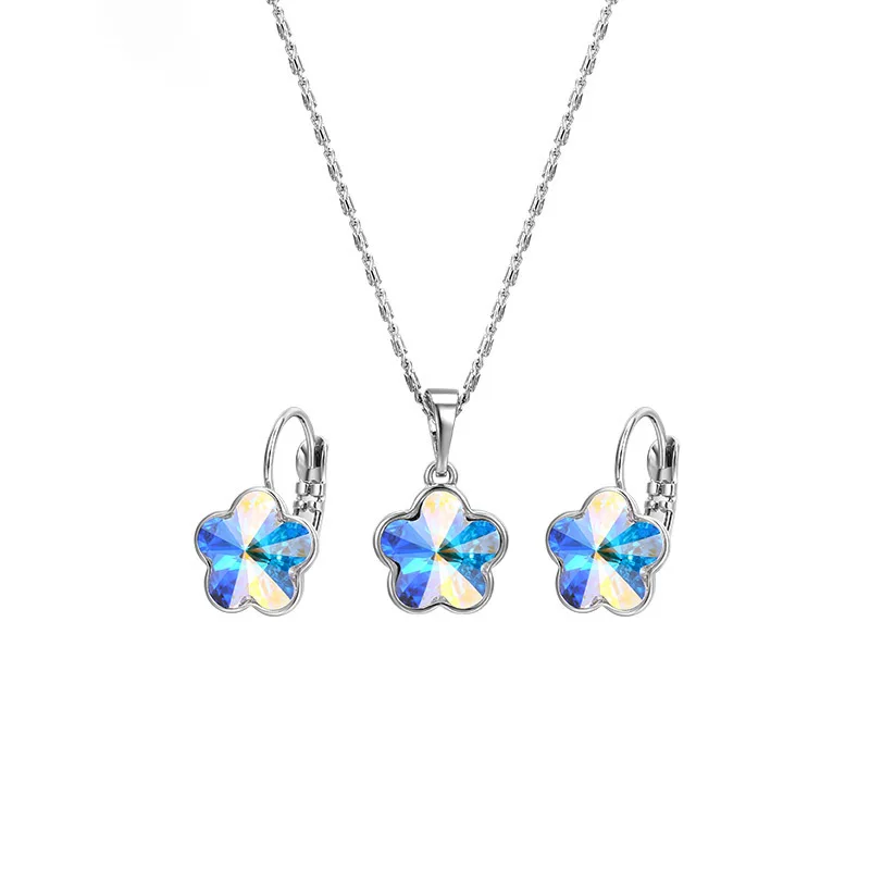 

Earrings And Necklace Jewelry Sets Women With Crystal, Pink/blue