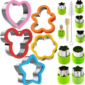 Image of Sandwich Cutters Set for Kids Vegetable Fruit Cutter Shape Stainless Steel Cookie Stamp Mold and Food Decoration Tools