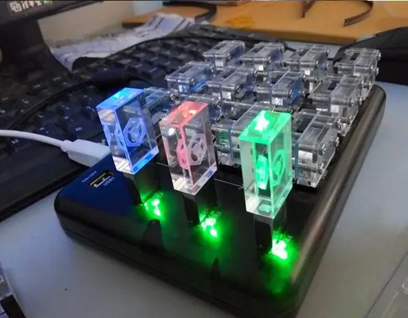 Wooden bamboo USB thumb Acrylic Crystal LED light USB Flash drive 3D laser free logo - ANKUX.COM