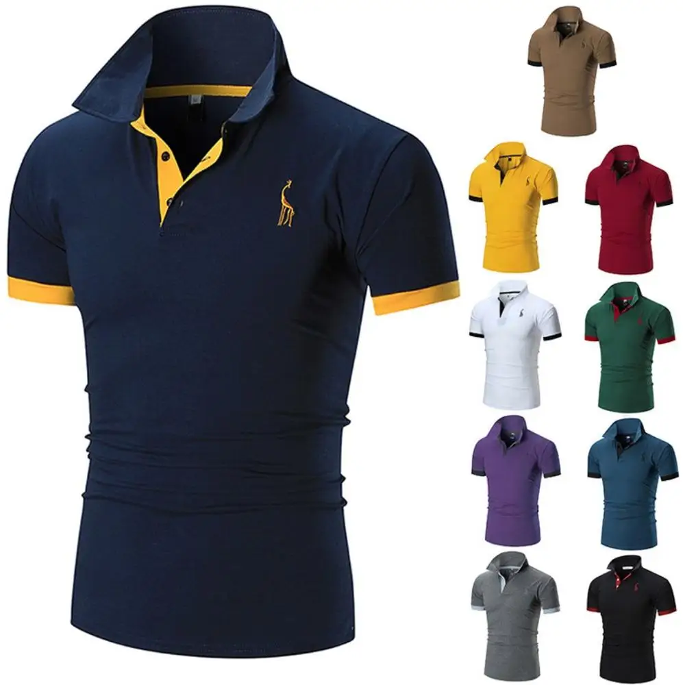 

Quality Short Sleeve Cotton Polyester Plain Embroidered Slim Fit Golf Polo Shirts Custom LOGO, Customized color