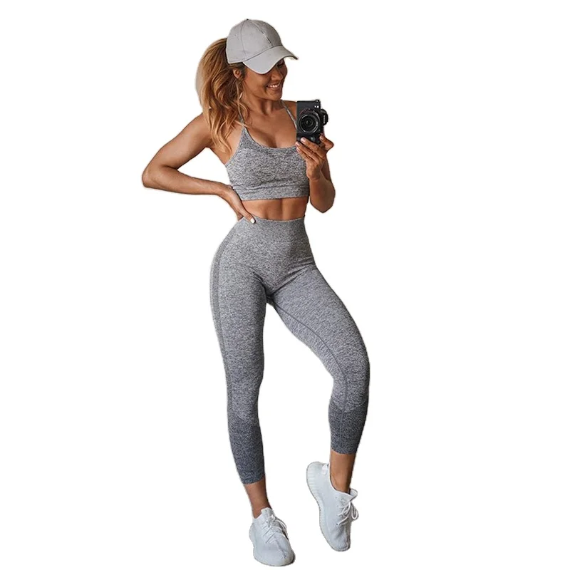 

Fashion workout clothes Ladies New Seamless Yoga Fitness Top High Waist Leggings Sports Bra Cycling Pants, Customized colors
