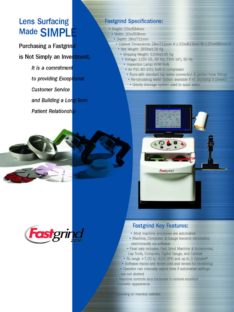 Fast Grind 2200 System Optical Lens Surfacing Generator Machine Buy