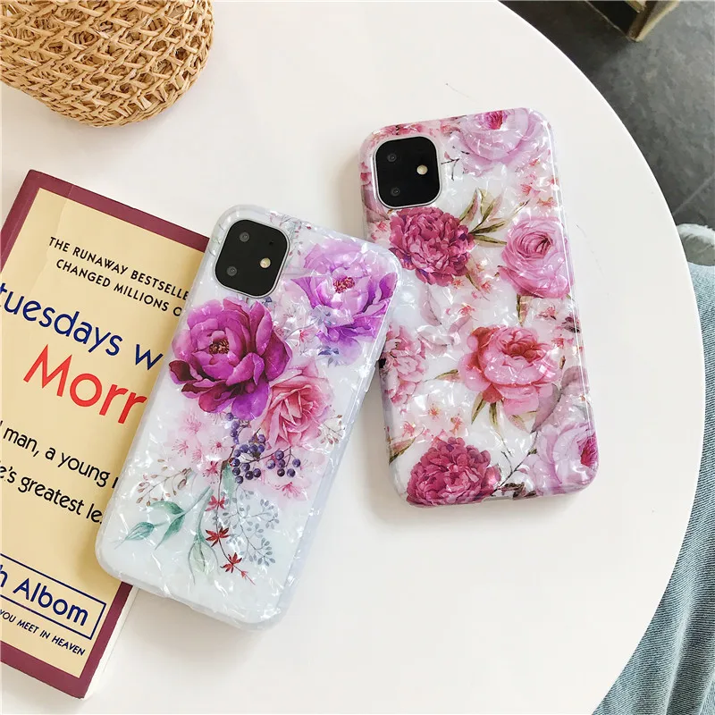 

Romantic Elegant Soft TPU Floral Flower Phone Case For iPhone 12 Pro