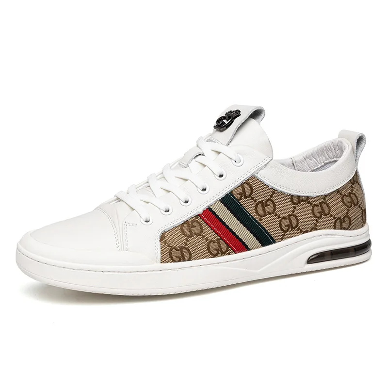 

European explosive leather casual shoes Oxford cloth low-top shoes men's shoes trend all-match, White,black