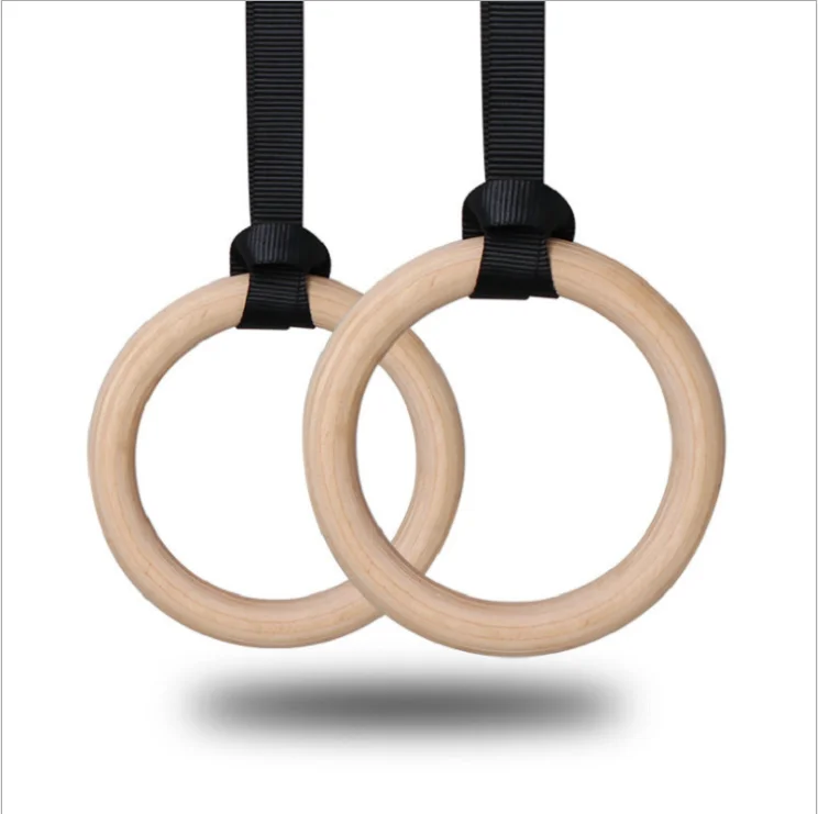 

Wooden Pull-up rings gymnastics training wood ring Heavy Duty pull up ring