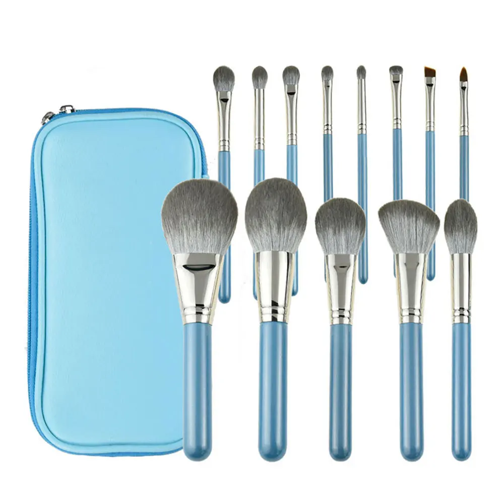 

1-7-6 13pcs high quality luxury goat hair makeup brush set with logo, Blue