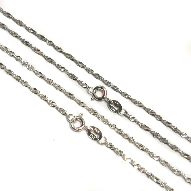 

2mm singapore chain necklace sterling silver wave necklace
