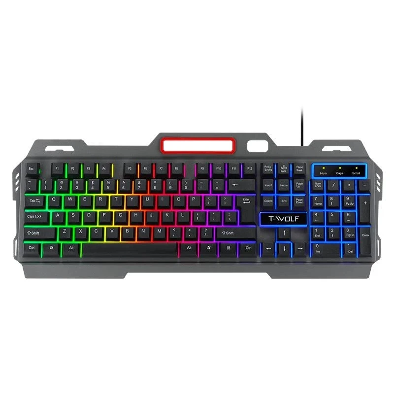 

Gamer keyboard with backlight USB 104 Rubber keycaps RGB Wired Ergonomic, Black