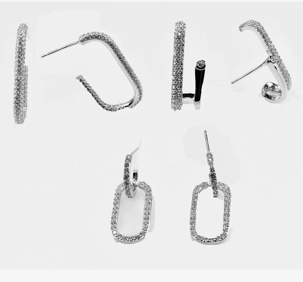 

Tiny Korean Earrings women 925 Sterling Silver CZ Crystal Heart Stud Gold Plated Drop Earrings Jewelry Hoop Earrings For Women