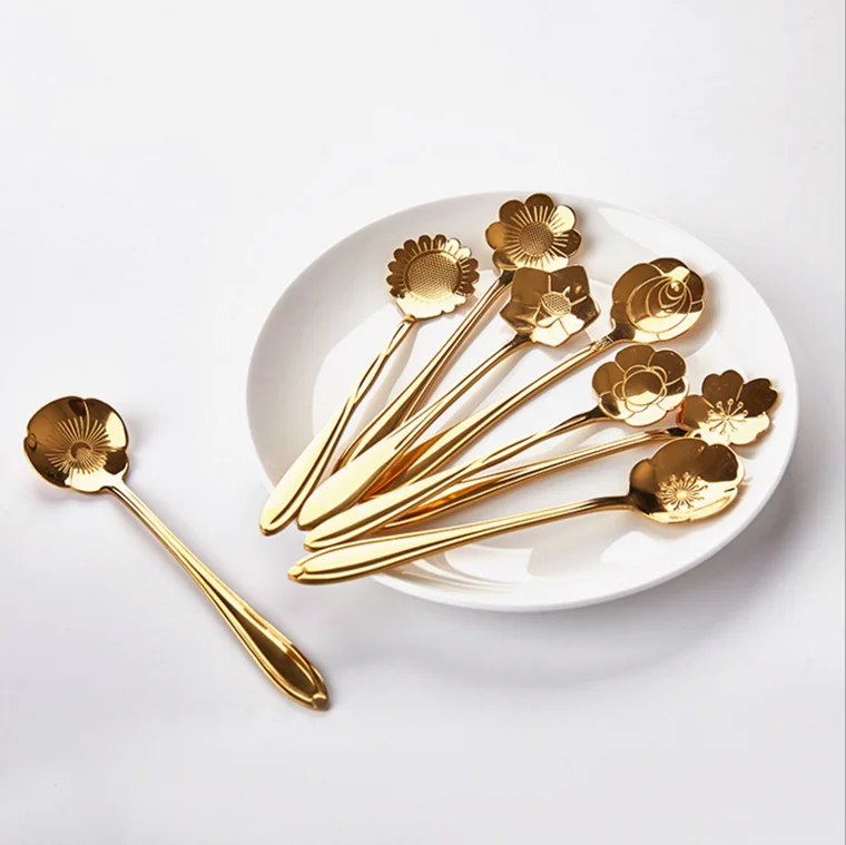 

hot sale 304 Tableware Cherry Blossom Flower Stirring Coffee Creative Stainless Steel Spoon