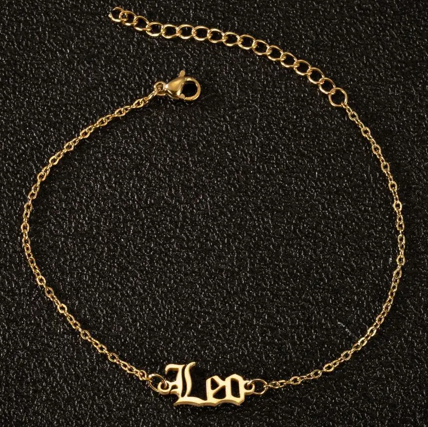 

Fashion Personalized Horoscope Jewelry Stainless Steel Zodiac Anklet Kids Year Ankle Bracelet, Gold and silver