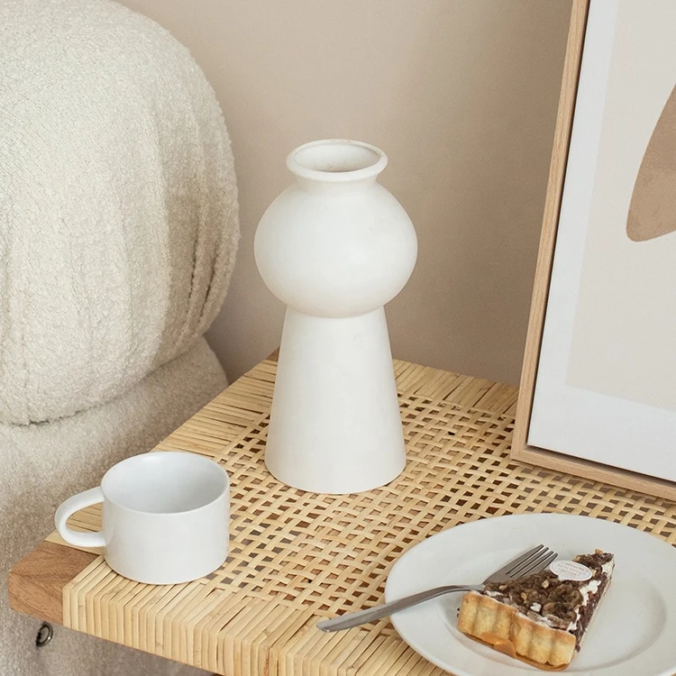 

Creative Nordic Modern Geometric Art White Ceramic Vase Flower Pot Decoration Home stay Home Plug Hydroponic Ornaments Storage, Same as photos