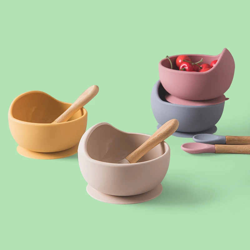 

Legenday Eco-Friendly Safe Food Grade Baby Silicone Bowl With Spoon Baby Feeding Bowl And Spoon Set, Six colors/customized colors