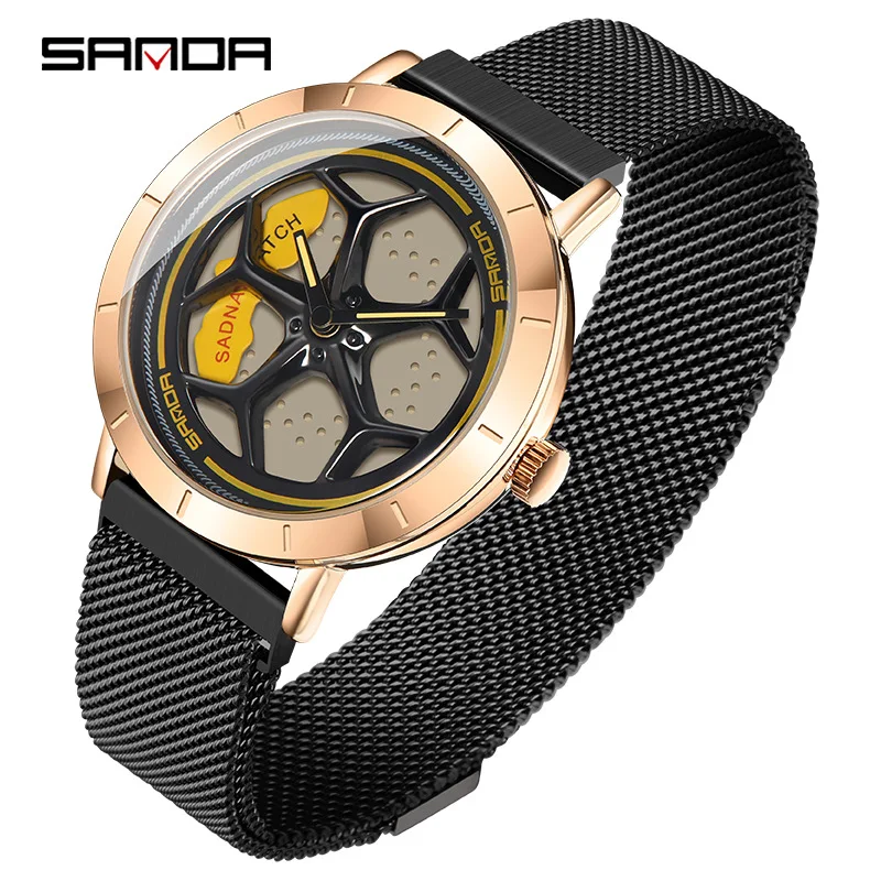 

2021 Popular Creative Car Wheel Type Rotating Waterproof Sport Quartz Watch For Men