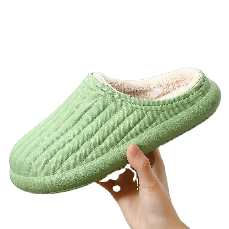 

EVA indoor outdoor plush warm waterproof thick soled non-slip cotton slippers autumn and winter detachable slipper