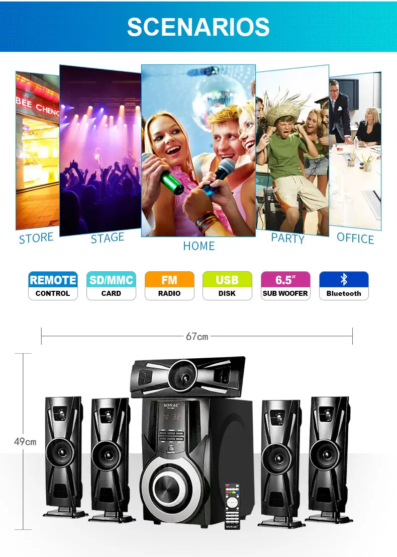 5.1 channel Home theater systems high glass Super Bass Hifi Surround Sound 5.1 speaker - ANKUX.COM