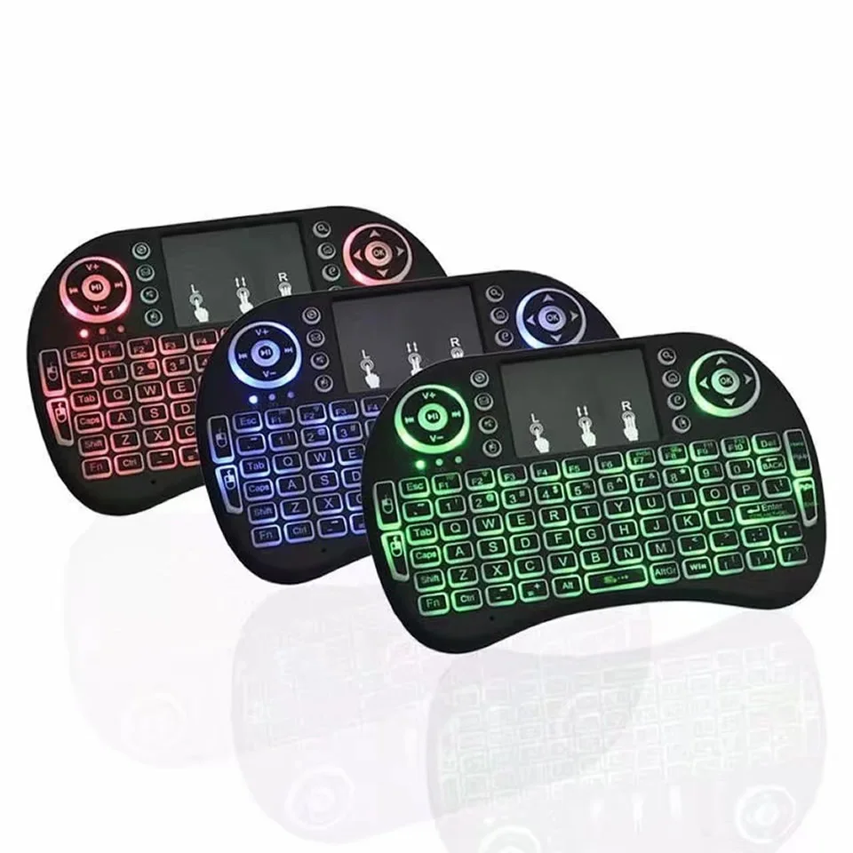 

7 Colors Backlit i8 Mini Wireless Keyboard 2.4GHz English Russian 7 Colour Air Mouse with Touchpad Remote Control Android TV Box
