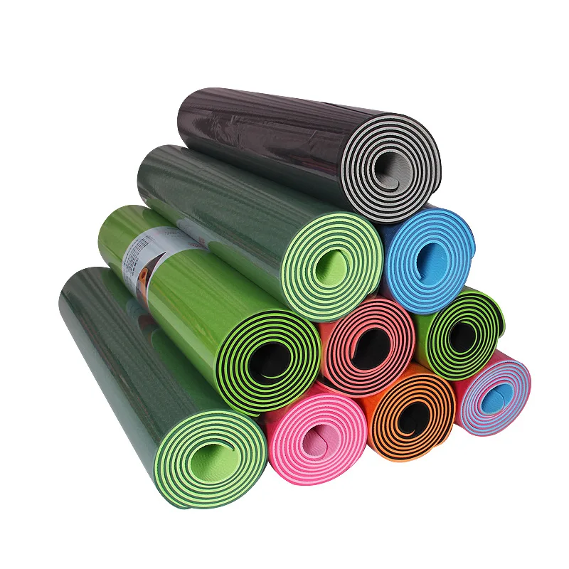 

Wholesale Custom Print Logo Travel Fitness 6MM Thick Non Slip Eco Friendly TPE RUBBER Yoga Mat, Customized