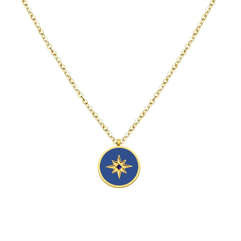 

Zircon Long 18K Gold Plated Zircon Trendy Women's Stainless Steel Pendant Necklaces