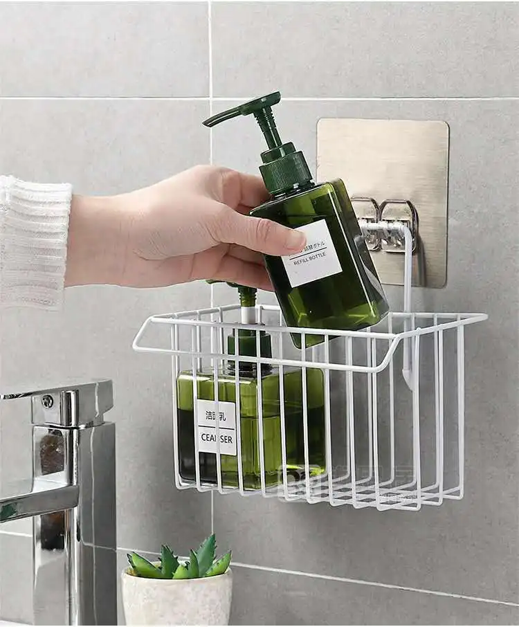 

Substantial Wall-Hanging Kitchen Sink Storage Hanging Cleaning Cloth Sponge Drain Basket, White,black