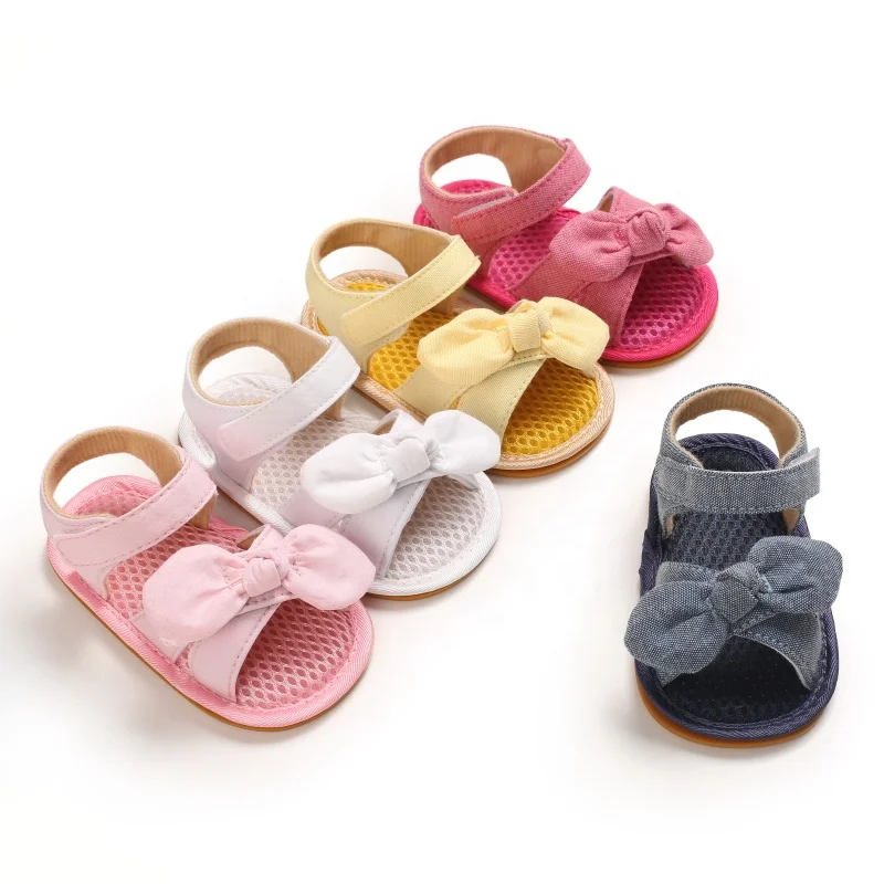 

Breathable Mesh Toddler Girl Cute Bow Summer Infant Newborn Barefoot Baby Sandals