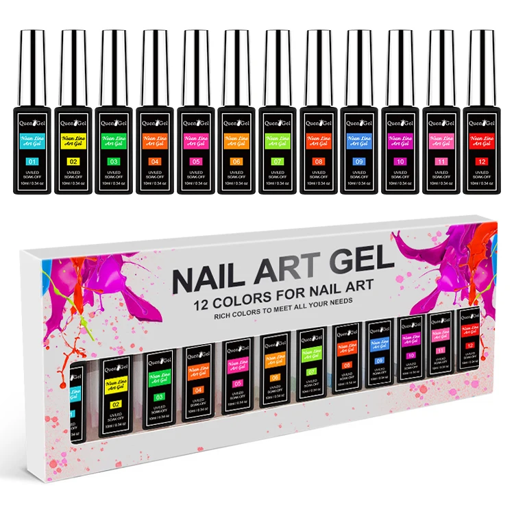 

Factory Direct Sales 12 Color Gel Art Liner Set Nail Art Design Color Painting Line Art Gel Liner Gel, 18 colors for selection or customization