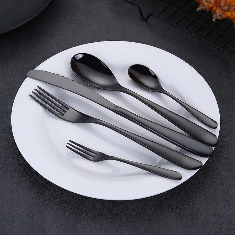 

Dishwasher Safe Silverware Stainless Steel Mirror Flatware Black Cutlery Set