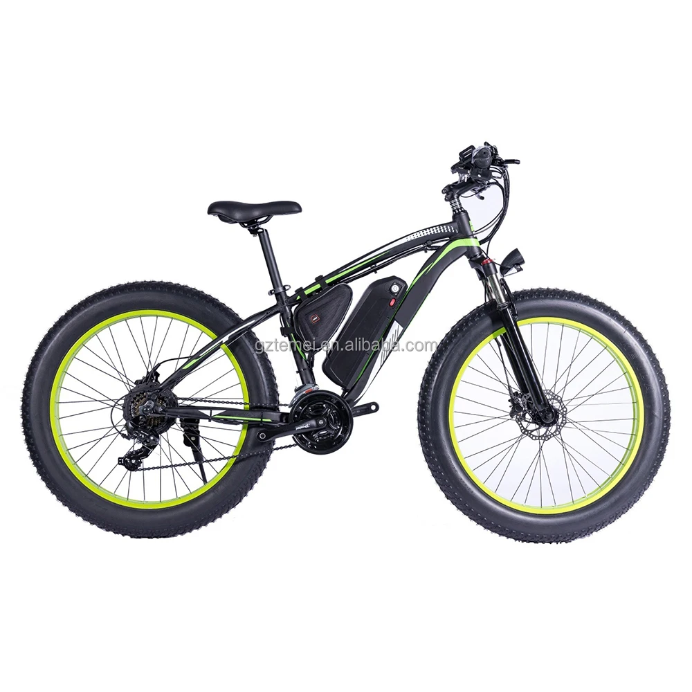 

dropshipping cheap 48v 500w/750w lithium battery electric bike men 26inch aluminium alloy 6061 frame e fat tire bicycle, Black green