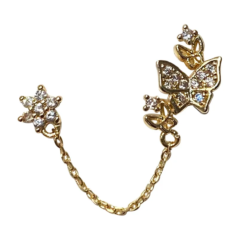 

Korean Elegant Cute Butterfly Chain Drop Earrings For Women Students Fashion Zircon Star Brincos Jewelry Gifts