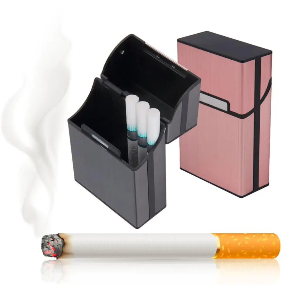 

Personality Creative Aluminum Smoking Cigarette Case Fashion Men Cigar Tobacco Holder Pocket Box Storage Container Gift Box, As photo