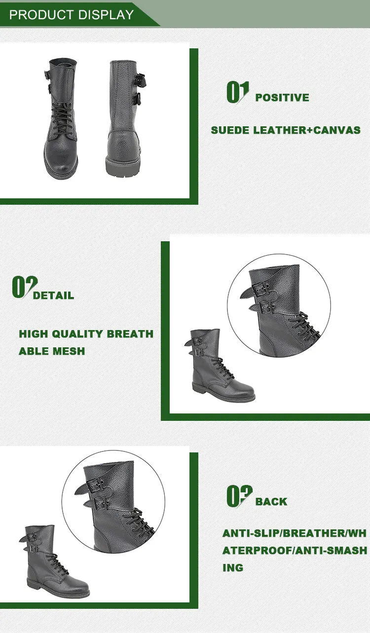 Kms Black Full Grain Leather Tactical Boots High Quality Tactical Shoes